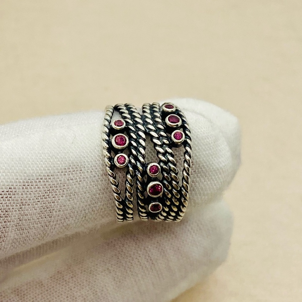 EUC Pandora 190863RHL 925 Sterling Silver Hidden Romance Ring w/ Rhodolite Stone - Picture 11 of 17